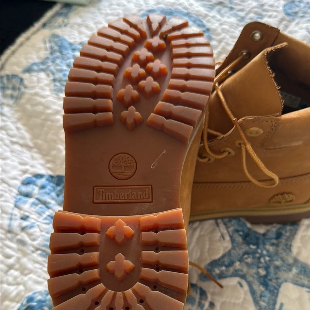 Timberland Tan Leather Boots 🥾 5.5 SZ UNIEX - Picture 4 of 10